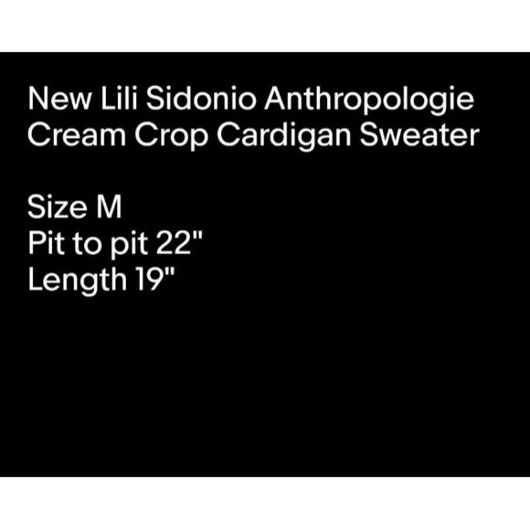 New Lili Sidonio Anthropologie Cream Crop Cardigan Sweater Sz M - Picture 9 of 9